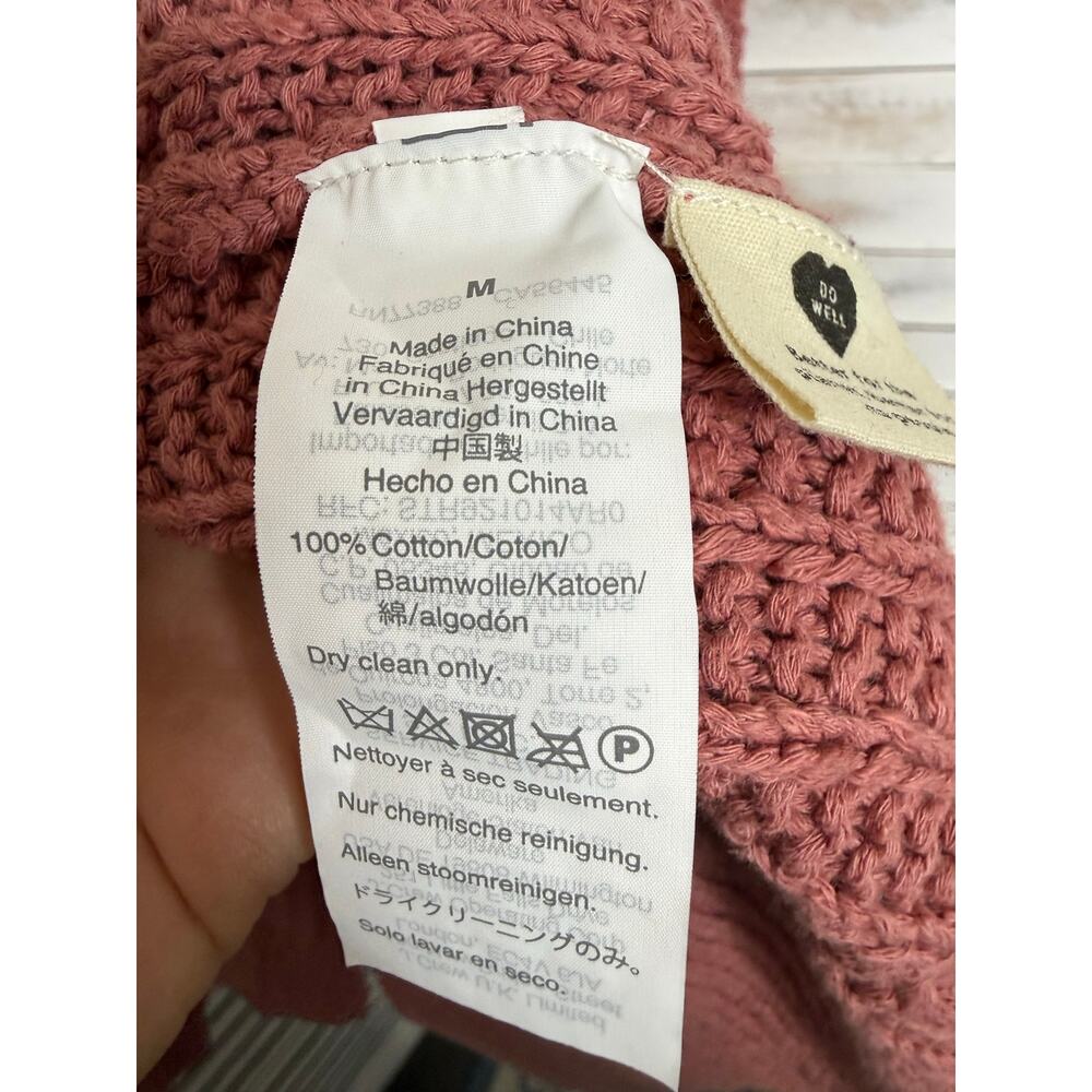 MADEWELL Women's M Bauble Pom Pom Cotton Knit Cardigan Sweater Dusty Rose Boho - Picture 12 of 16